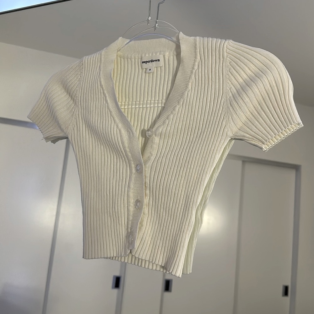 Superdown Noelle White Cardigan Top